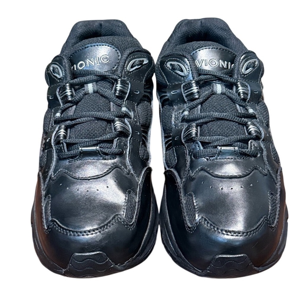 VIONIC Walker Orthotic Walking Shoes Black Leather Comfort Sneakers | Women's 11